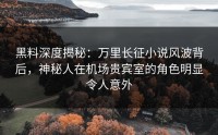 黑料深度揭秘：万里长征小说风波背后，神秘人在机场贵宾室的角色明显令人意外