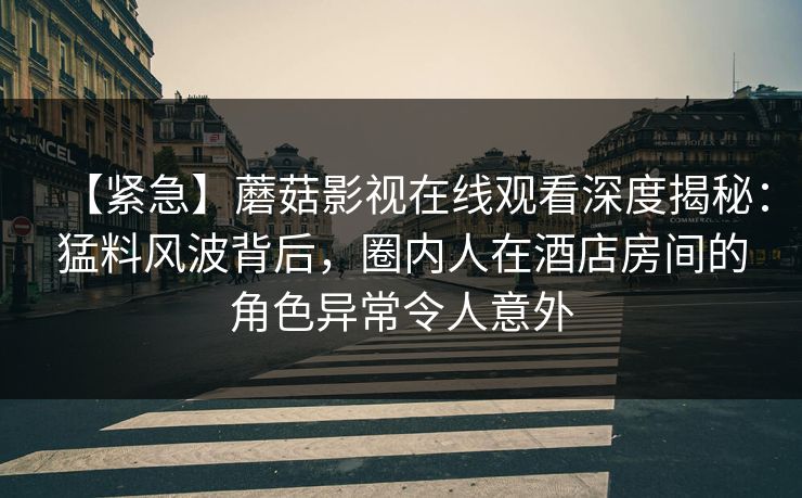 【紧急】蘑菇影视在线观看深度揭秘：猛料风波背后，圈内人在酒店房间的角色异常令人意外
