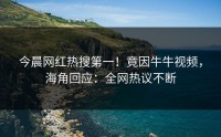 今晨网红热搜第一！竟因牛牛视频，海角回应：全网热议不断