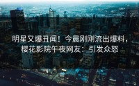 明星又爆丑闻！今晨刚刚流出爆料，樱花影院午夜网友：引发众怒