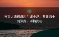 当事人遭遇爆料引爆全场，鉴黄师全网沸腾，详情揭秘
