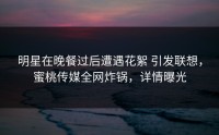 明星在晚餐过后遭遇花絮 引发联想，蜜桃传媒全网炸锅，详情曝光