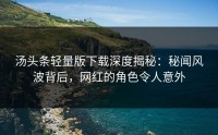 汤头条轻量版下载深度揭秘：秘闻风波背后，网红的角色令人意外