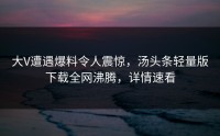 大V遭遇爆料令人震惊，汤头条轻量版下载全网沸腾，详情速看